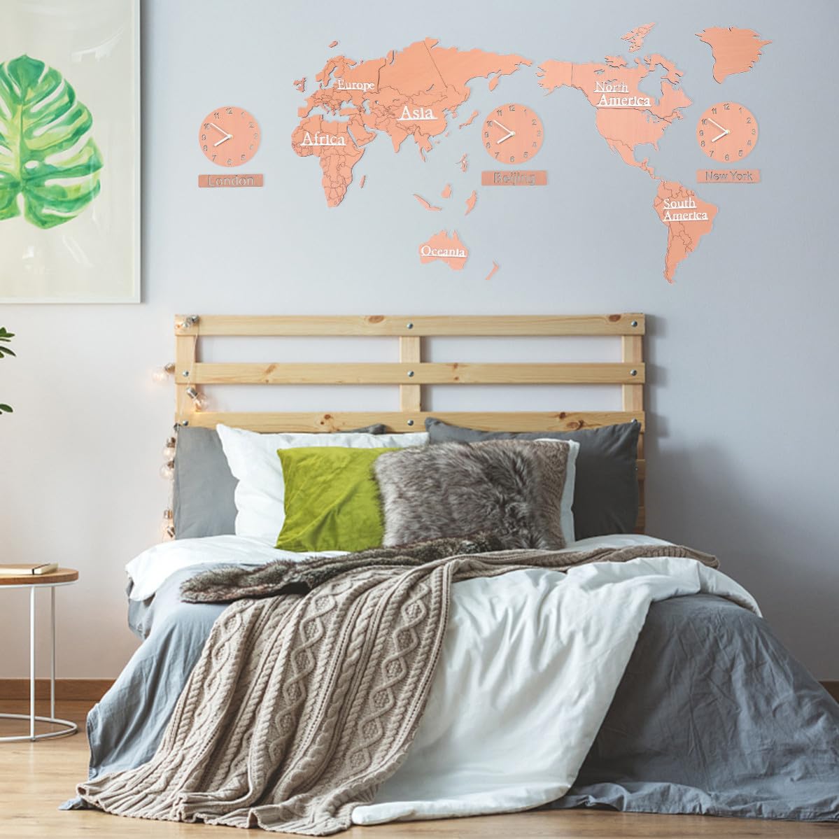 Reloj de Pared Decorativo Mapa del Mundo y Múltiples Zonas Horarias