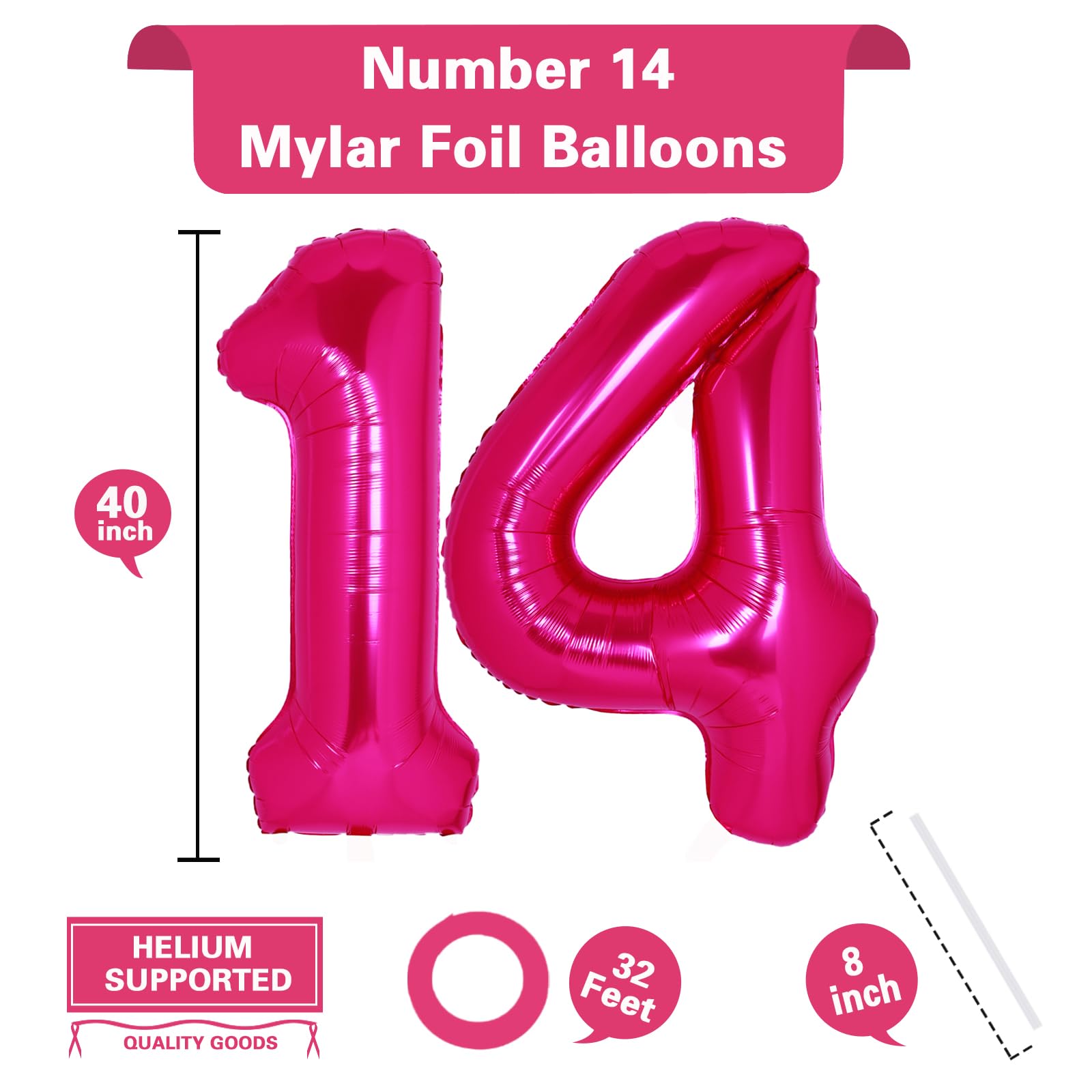 Amazon | ローズレッド 数字バルーン 14 | 風船・バルーン | おもちゃ