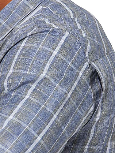 ATG by Wrangler Men's Long Sleve Heathered Plaid Utility Shirt, Blue Print, Large
