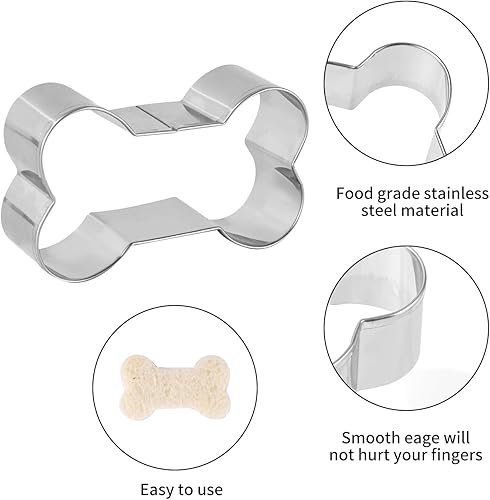 Miniatura 2 de Cortadores de galletas de hueso de perro ANCKNE Bone Shape Cookie Cutters Set de cortadores de galletas de acero inoxidable caseros para perros