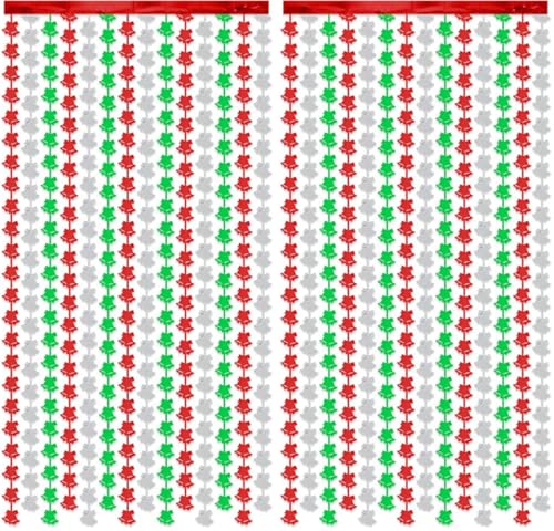 carve ideas 2 Stück Weihnachts-Fransen-Vorhang, Metallic Lametta Türvorhang mit Glocken Design, Party Dekoration für Weihnachten, Geburtstag, Hochzeit, Foto-Hintergrund (1 x 2 m)