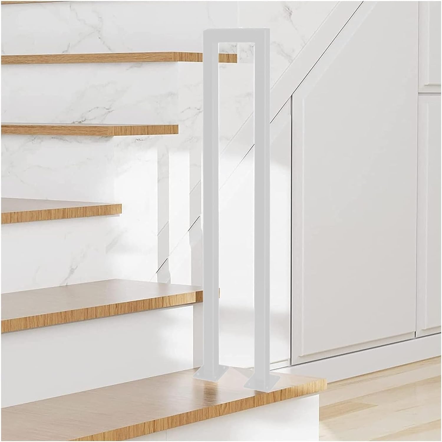 Fkxsxaz Girls White U Stair Railing Deck Balusters U/M Shaped Staircase Handrail For Loft Platform, Hotel And Home Villas, Children Seniors Safety Hand Rail Support Rod Balconies Hall,-55Cm/21.6