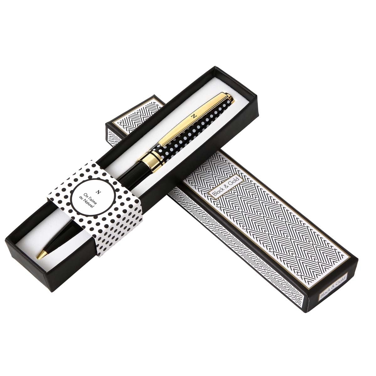 La carterie 76000820 penna sfera retrattile serie Black & Gold con messaggio su Clip L