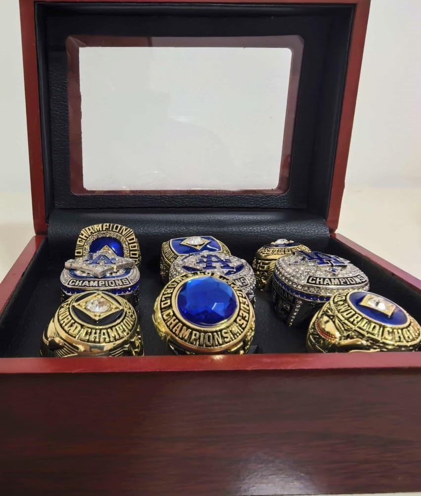 CLASSIC SERIES L#Acity 1955-2025 FULL 9-Times BASEBALL CHAMPIONSHIP RING #Rarity Exclusive Luxury Sports Fan Detail Super Gift - Glory Collect Various Festivals Occasions with Sandalwood Box
