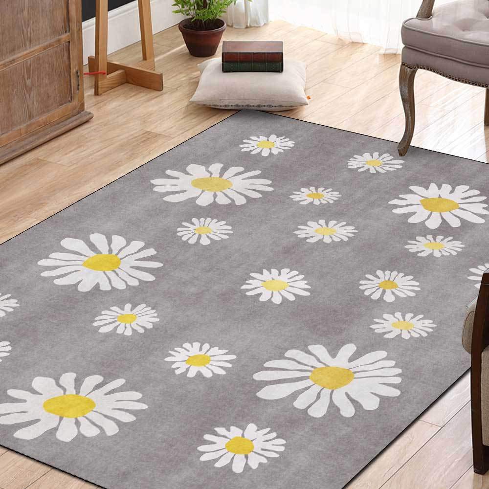 Tapis lavable antidérapant salon résistant aux taches d'enfants et animaux