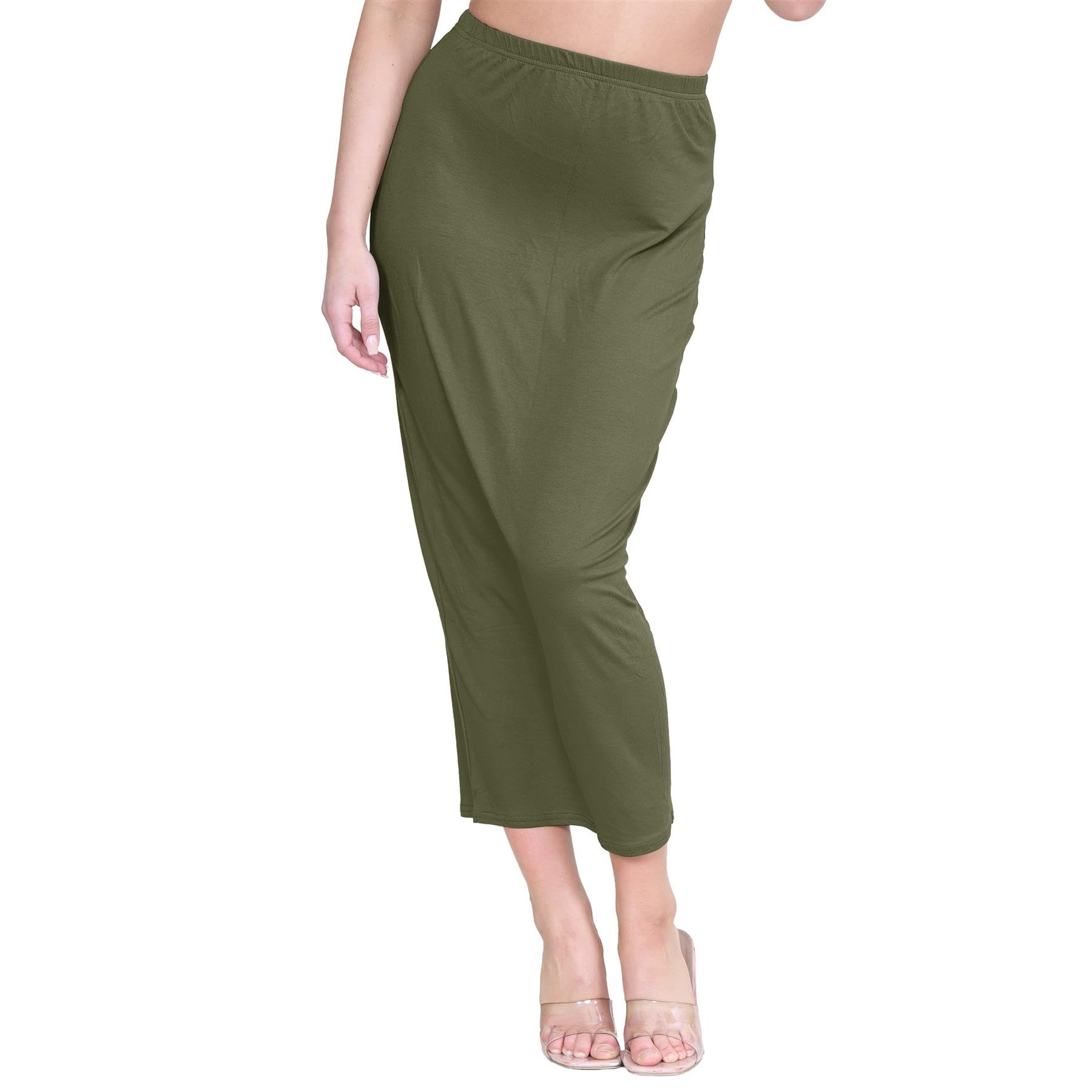 Hamishkane Women's Khaki Hamishkane® Skirts Elasticated Waist, Casual Summer Midaxi Skirts Uk, Plain Bodycon Tube Maxi Skirts, Soft Jersey, Midi Skirt Long Pencil Skirt