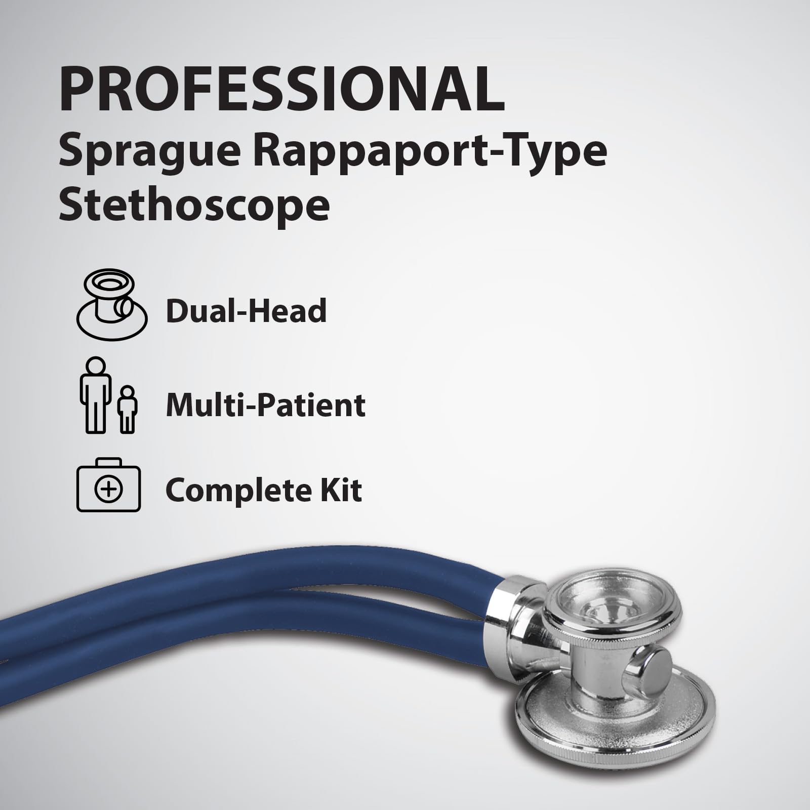 Veridian 05-11002 Sterling Series Sprague Rappaport-type Stethoscope, Navy Blue