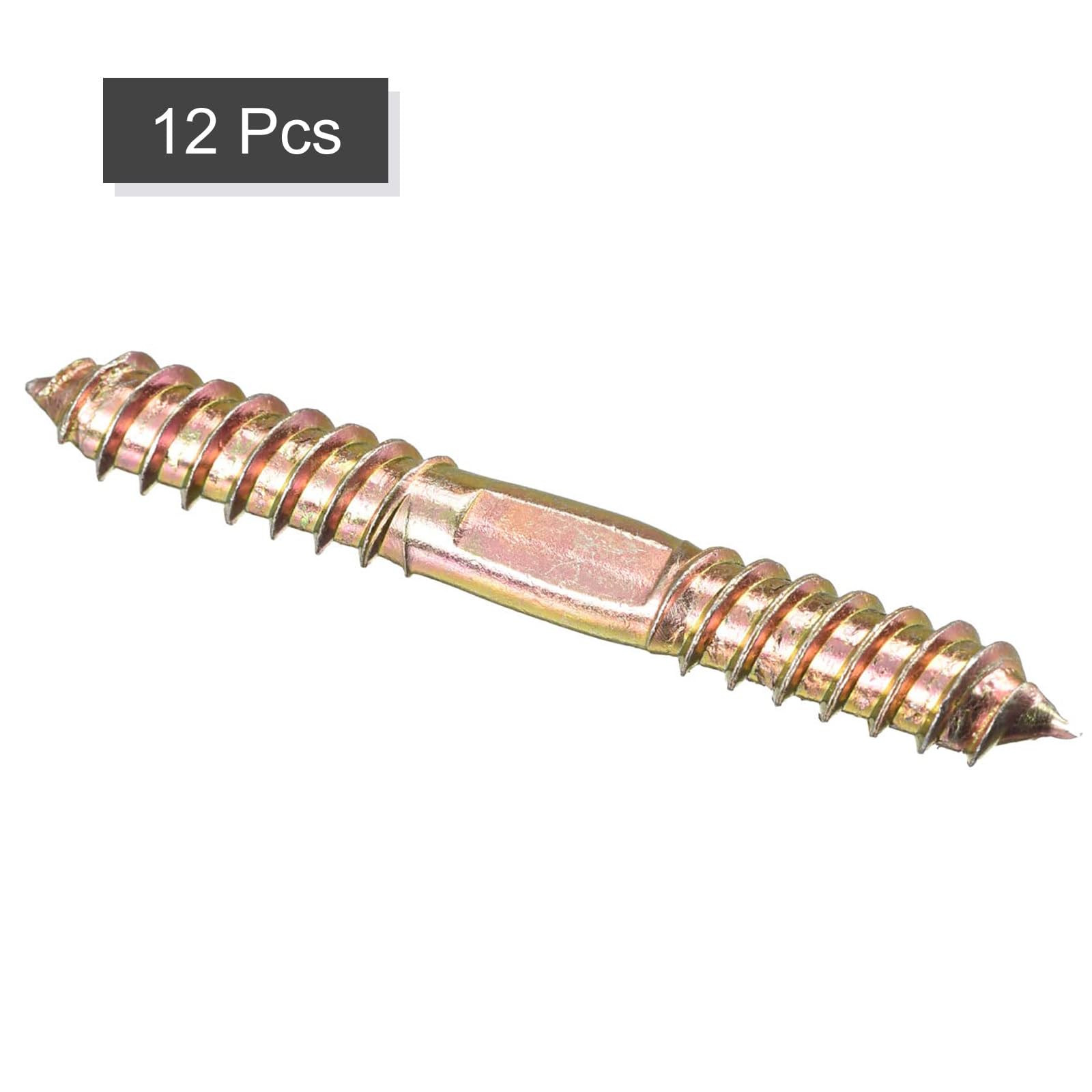 TOP-VIGOR 12Pcs Hanger Bolts, M10x80mm Double Ended Self-Tapping Thread Wood to Wood Dowel Screws, Double Ended Dowel Screws - Image 3