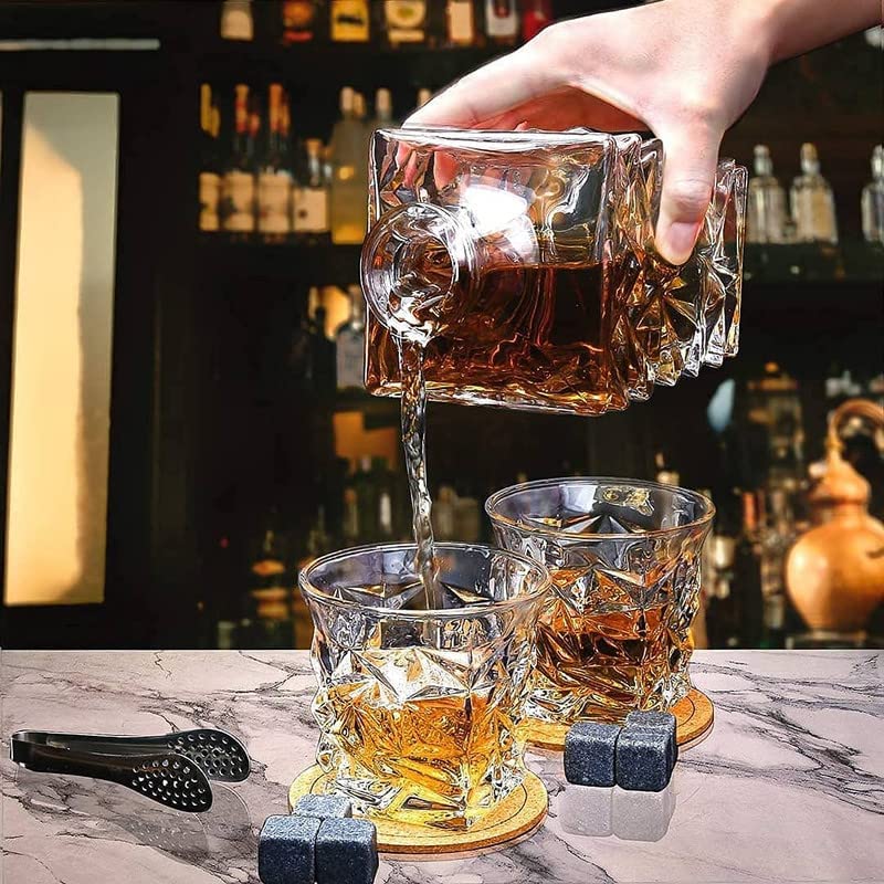 Image of Elegant Whiskey Decanter Set with Glass 7 pc for Men & Women, 1000 Ml Whiskey Crystal Liquor Drinking Decanter Gift for Alcohol Lover