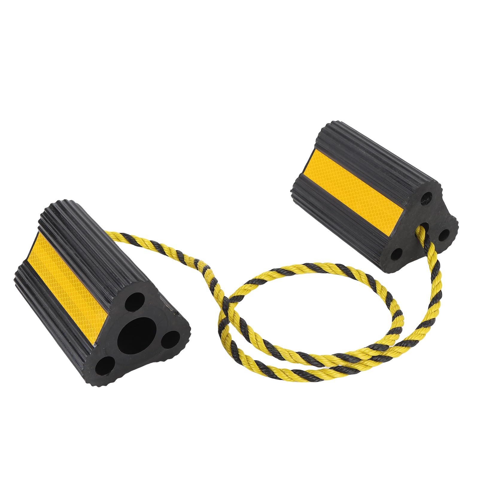 Sxhlseller Fermaruote Antiscivolo per Camion e |Blocchi per Pneumatici in Gomma per Carichi Pesanti con Strisce Riflettenti e Corda per Rimorchi, Sicurezza di Parcheggio per Veicoli, Campeggio