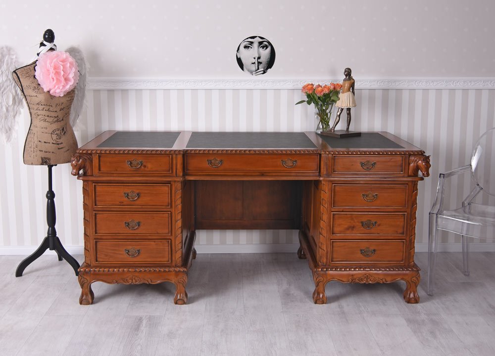 Unbekannt Palazzo Exclusive Mahogany Office Desk Solid Wood Antique mar125