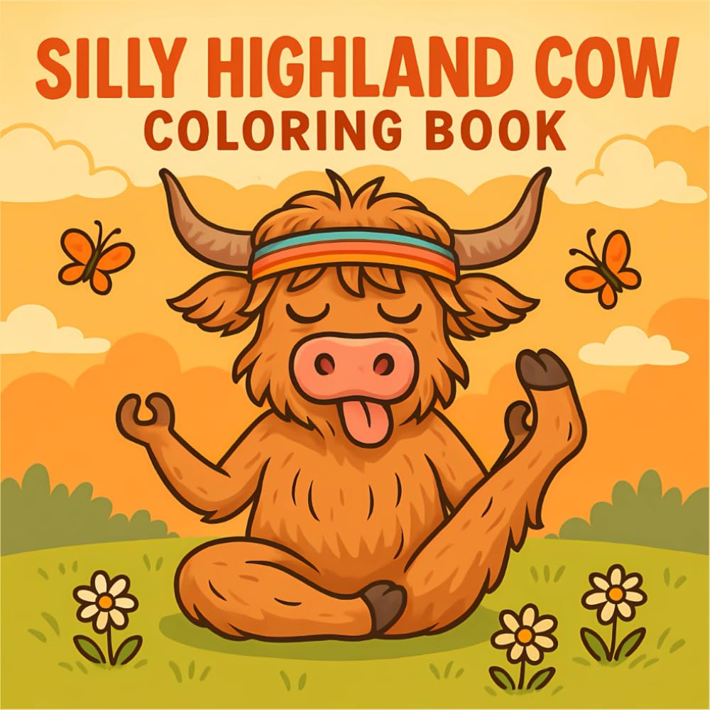 Silly Highland Cow Coloring Book: Hilarious Highland Cows in Whimsical Scenes for Kids and Adults