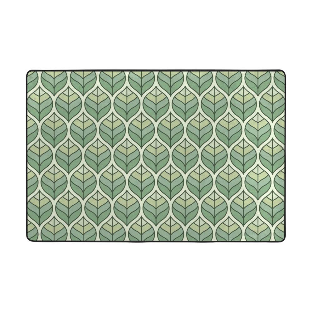 Tapis géométrique vert feuille pour un salon moderne et chaleureux de 180x120 cm