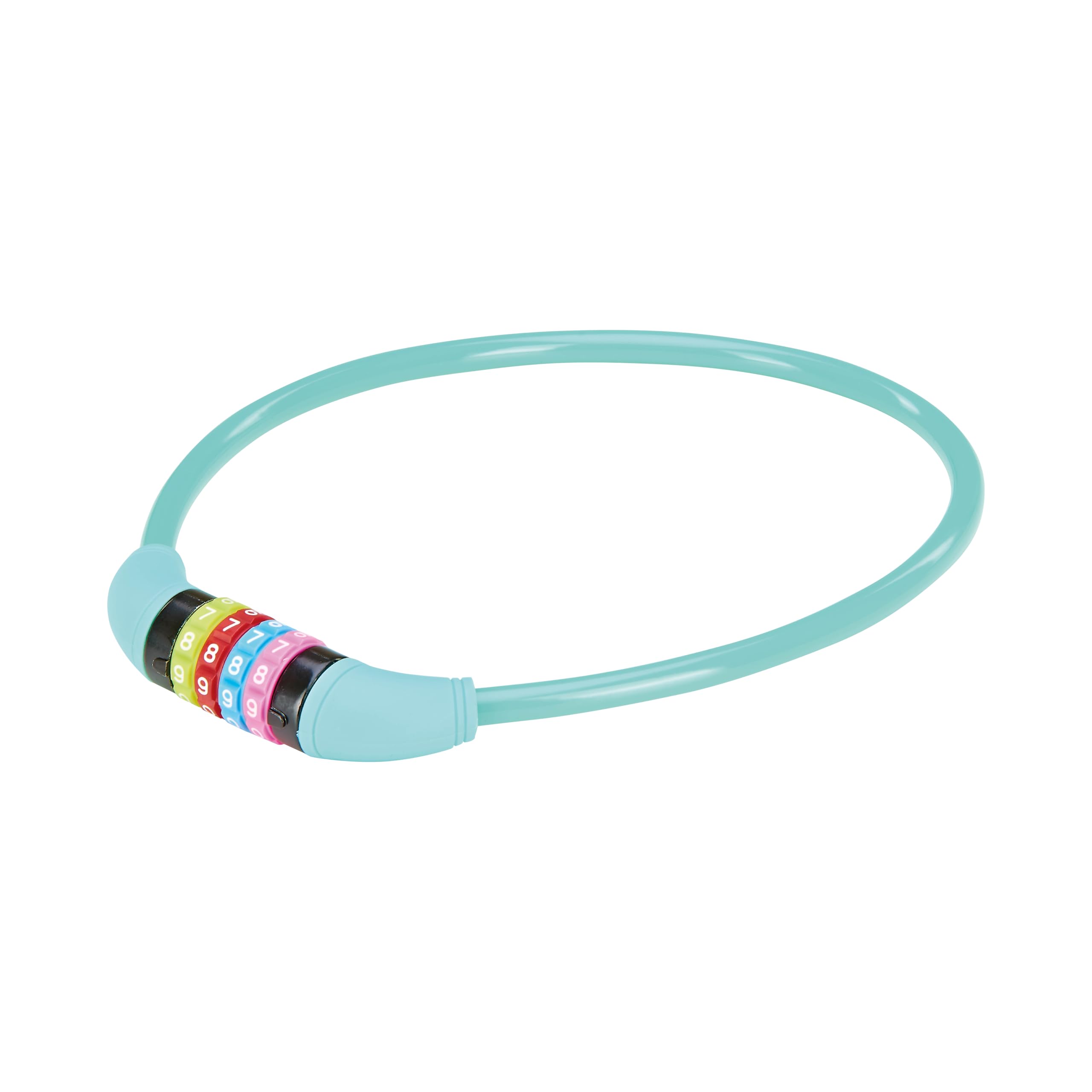Children's Combination Cable Lock 4 Digit Combination Freely Coded Dimensions 650 mm Diameter 10 mm Turquoise
