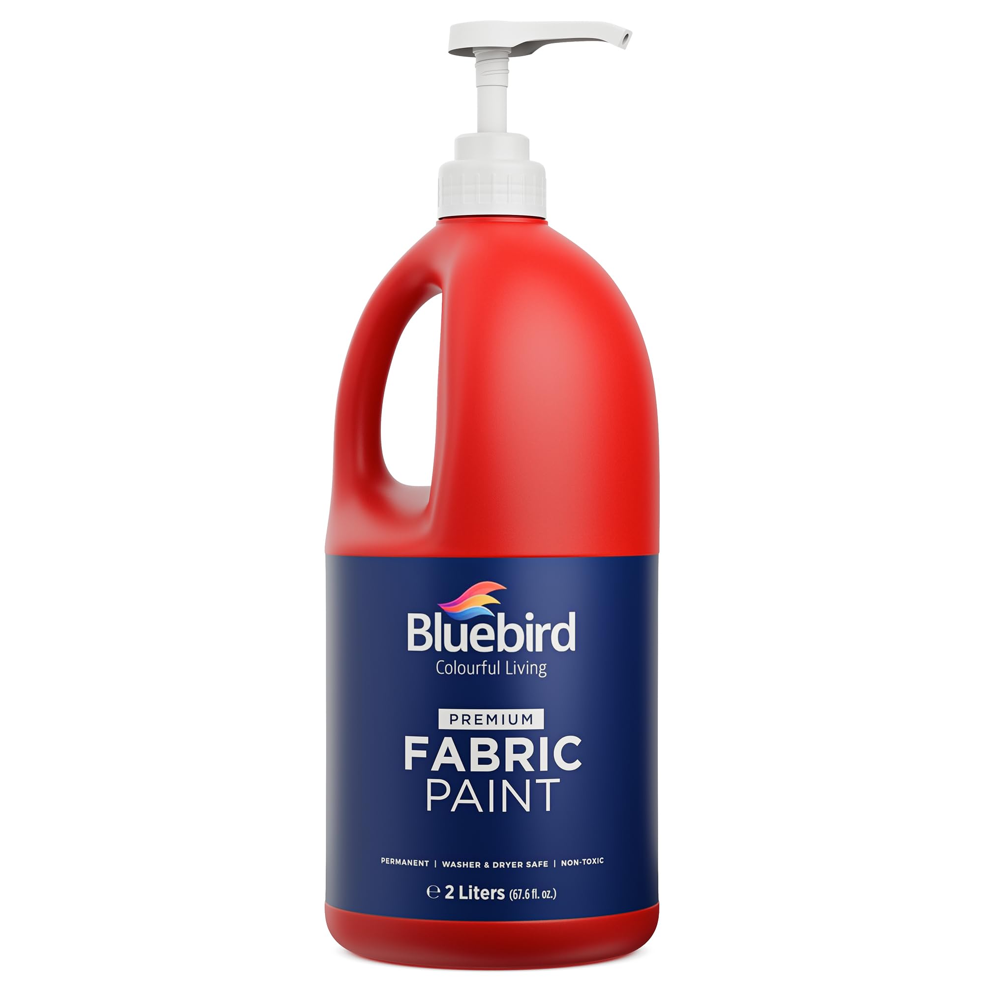 BLUEBIRD Fabric Paint, Vermilion Red, 67.6 Fl Oz, Permanent Fabric Paints for Clothes, Furniture Upholstery