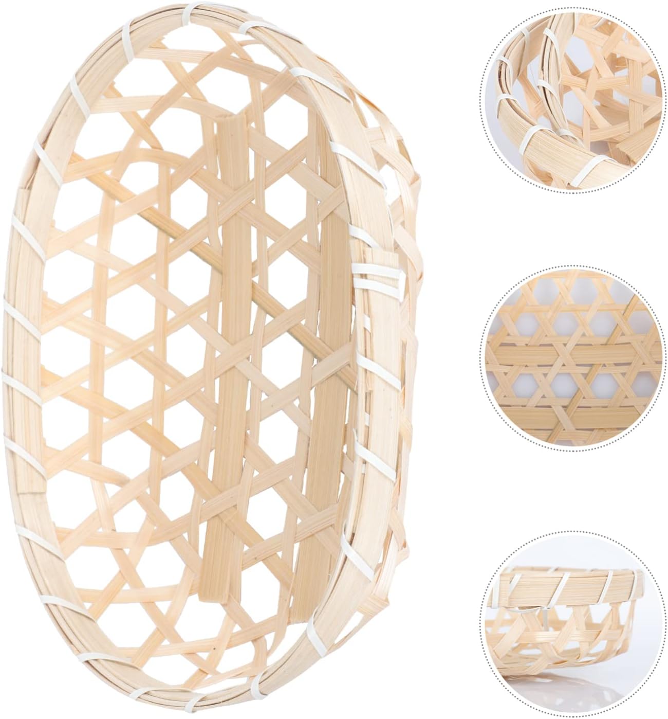 4pcs Fried Wowen Rural Dessert Rattan Trays Supplies Picnic Vegetables Sandwiches Sundries Wicker Basket Handmade Oval Boat Decorative Restaurant Burgers Small Hamburgers Display Skimmer