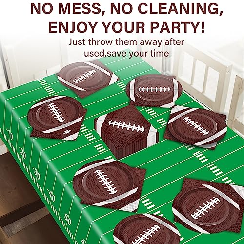 Qyeahkj QY0351 Football Birthday Party Supplies Serves 24 Football Party Paper Plates Napkins Set Sports Tablecloth Tableware Kit thumb #5