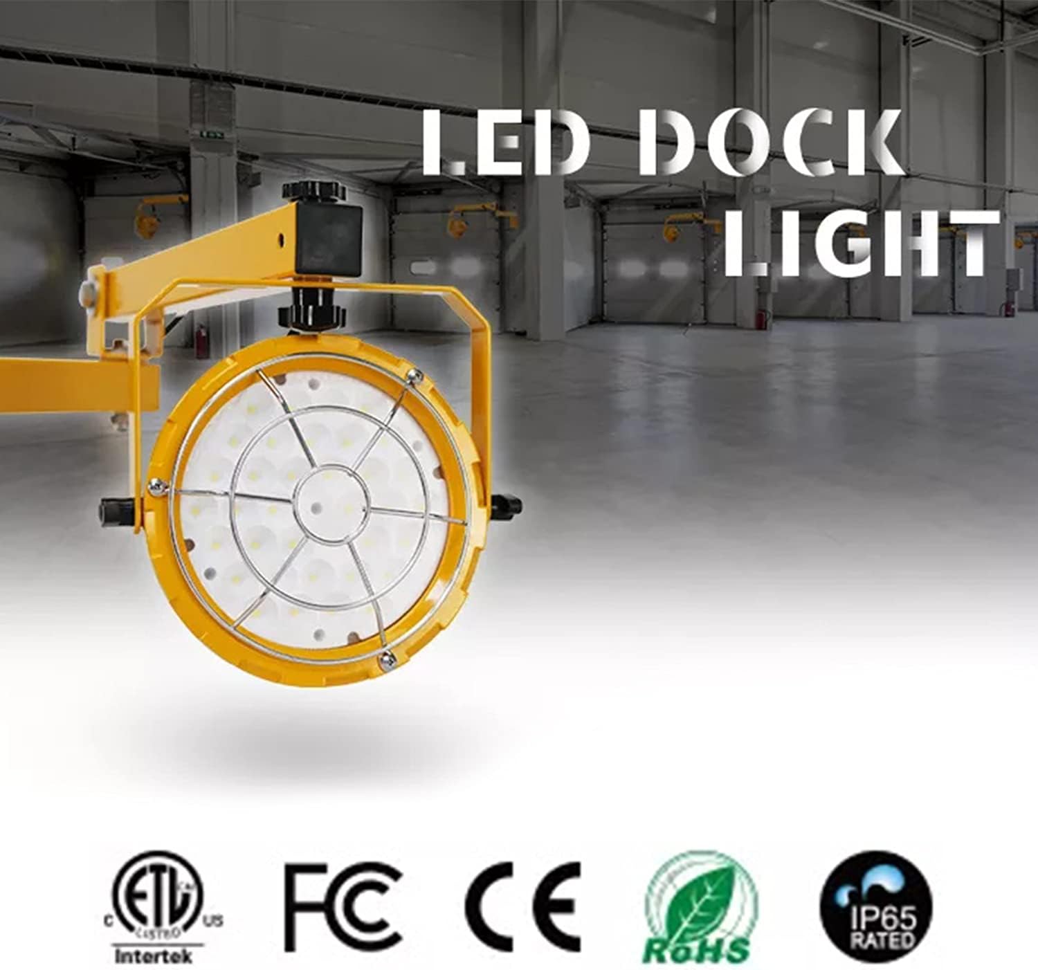 Best Quality 🔥 MCWOFI 6600 Lumens LED Loading Dock Lights,Heavy Duty Rotatable Lamp Head,Stainless Steel Guard, Swing Arm,ETL Certification (60 Watts, 2Pack)