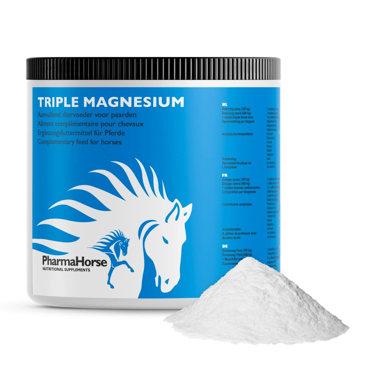 PharmaHorse Triple Magnesium | Nervensystem | Konzentrationsvermögen | Muskeln & Knochen | Dopingfrei | 500 Gramm