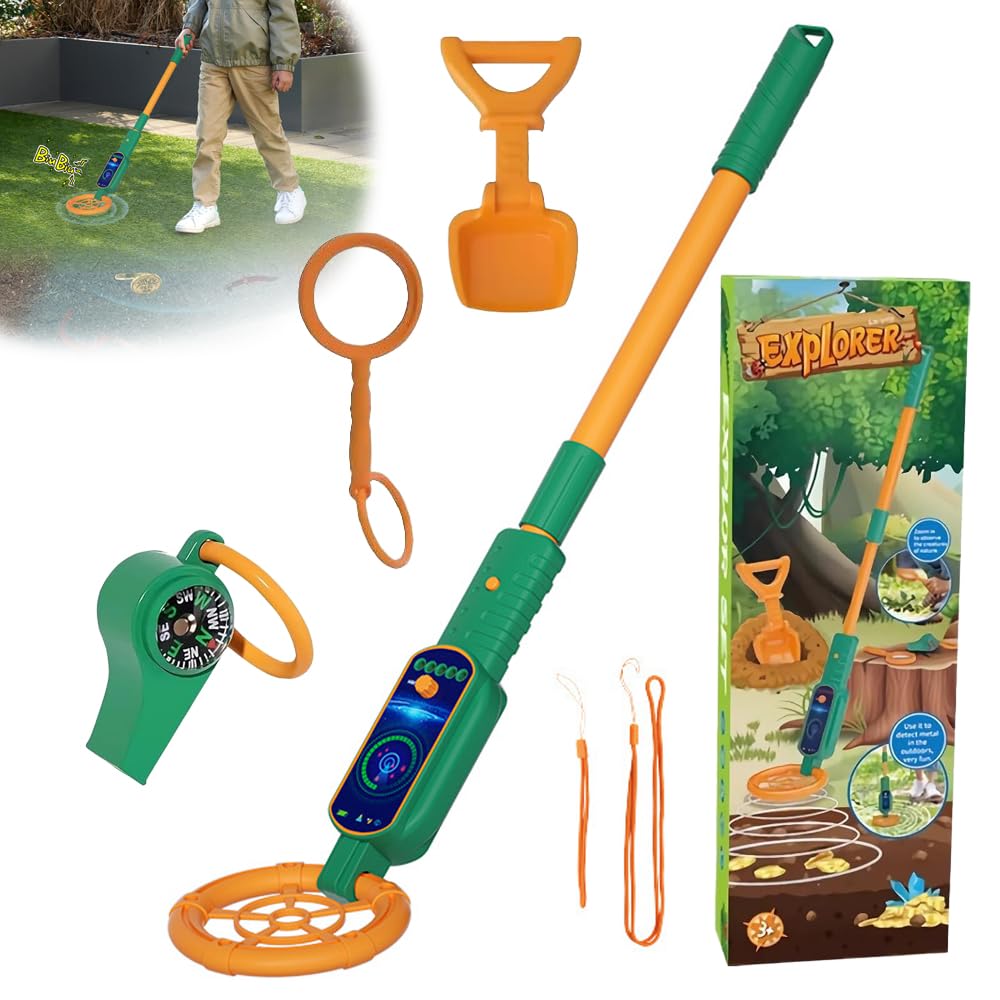 Metalldetektor Für Kinder,Metalldetektor Kinder Einstellbar, Einstellbar Von 60-80cm,Kinder Metalldetektor Mit Lupe Und Schaufel,Metal Detector Kids Für Die Erkundung Im Freien