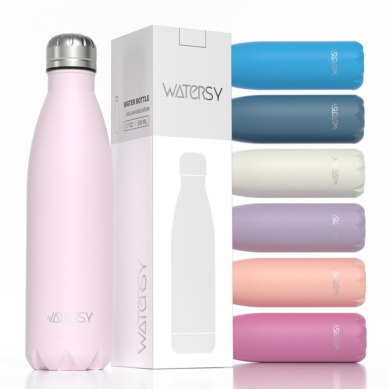 WATERSY Stainless Steel Insulated Water Bottle, Double Walled Metal Vacuum Flask Keep 24 Hrs Cold & 12 Hrs Hot Thermal Metal Sports Bottles 500ml BPA Free for Outdoor,Gym, School (Cherry Blossoms) — image 1