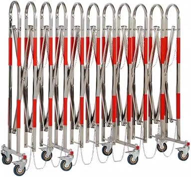 Expandable Barricade Industrial Expandable Metal Barricade 2.5m-20m, Stainless Steel Outdoor Barrier Gate with Wheels, Adjustable Crowd Control Retractable Fence  Size 1.1m x 10m/3.6ft x 32.8ft