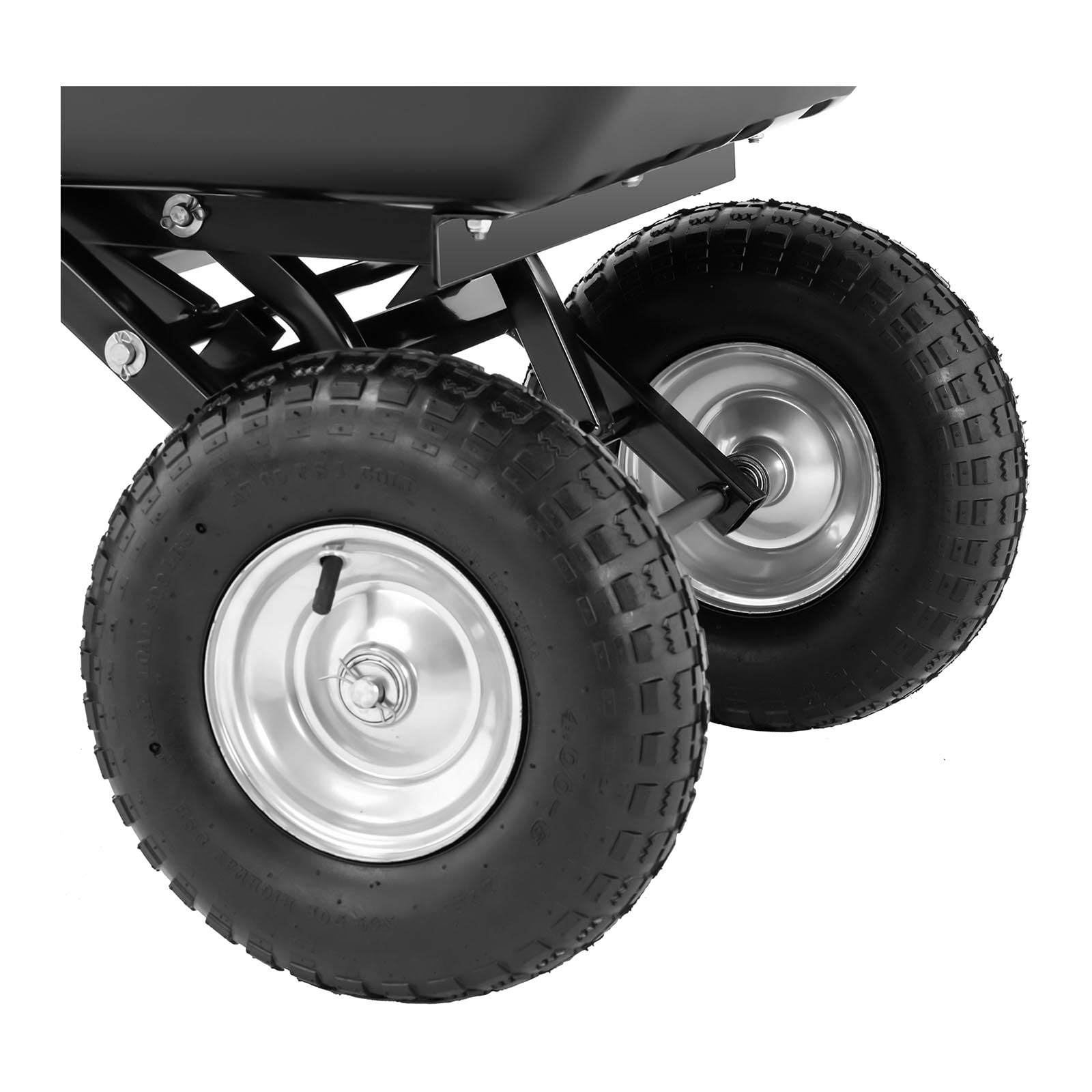 Brouette De Jardin Chariot Basculant À Benne Basculante 4 Roues Remorque HT-Q.BASS-550 (Capacité De 550 kg, Contenance De 150 l, Fonction De Basculement, Roue ø 25 cm)