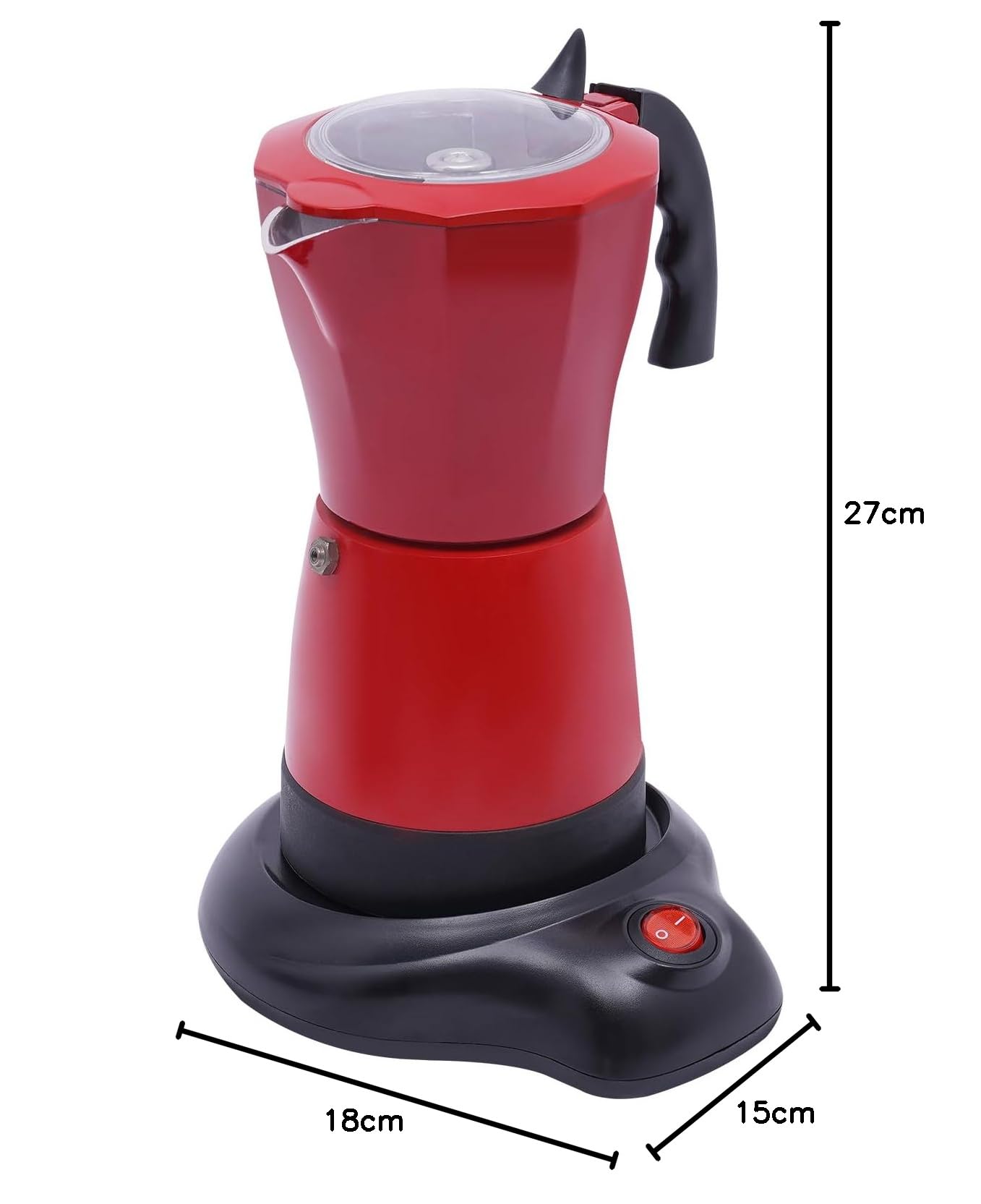 Cafetera espresso eléctrica, cafetera espresso eléctrica, con base, para 6 tazas de espresso de 300 ml, color rojo