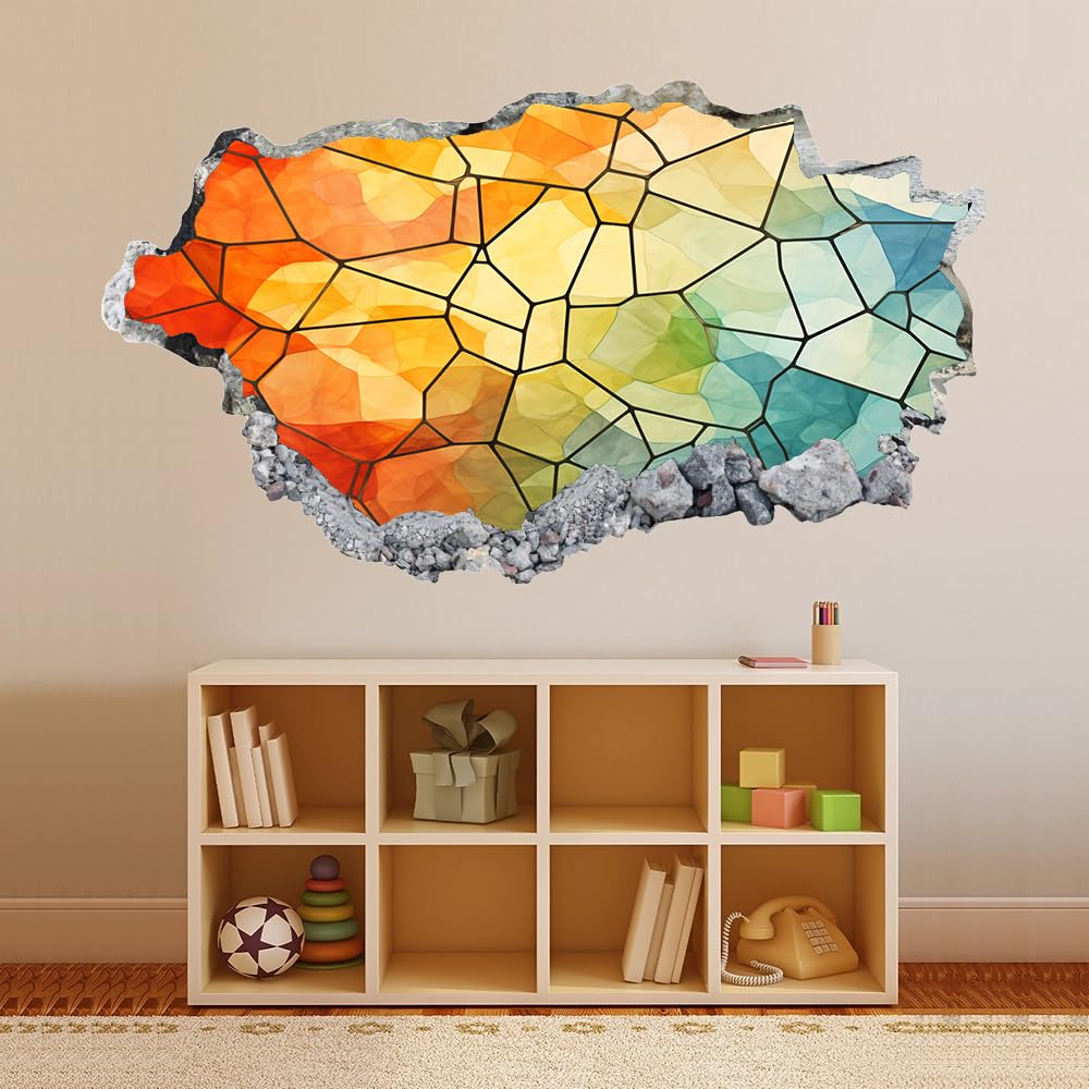3D Wandtattoo Wanddurchbruch, Geometrie Durchbruch Wandaufkleber für Kinderzimmer, sticker für Wohnzimmer, Abstrakte Kunst Wandsticker, Wandbild Junge Mädchen Schlafzimmer