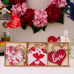 3 grids box set valentines day hanging decorations 2025valentines decor pink wooden pendant home atmosphere decoration heartvalentines day decorations for the home wall door  urban country home decor