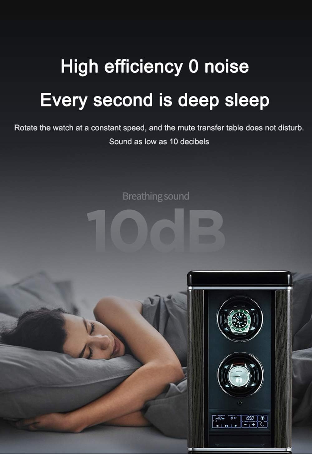 Watch Automatic Watch Winder Case with Light Quiet Motor Led Illuminated LCD Touchscreen Display Fingerprint Unlock Watch Winding Box with Remote Control,12+0