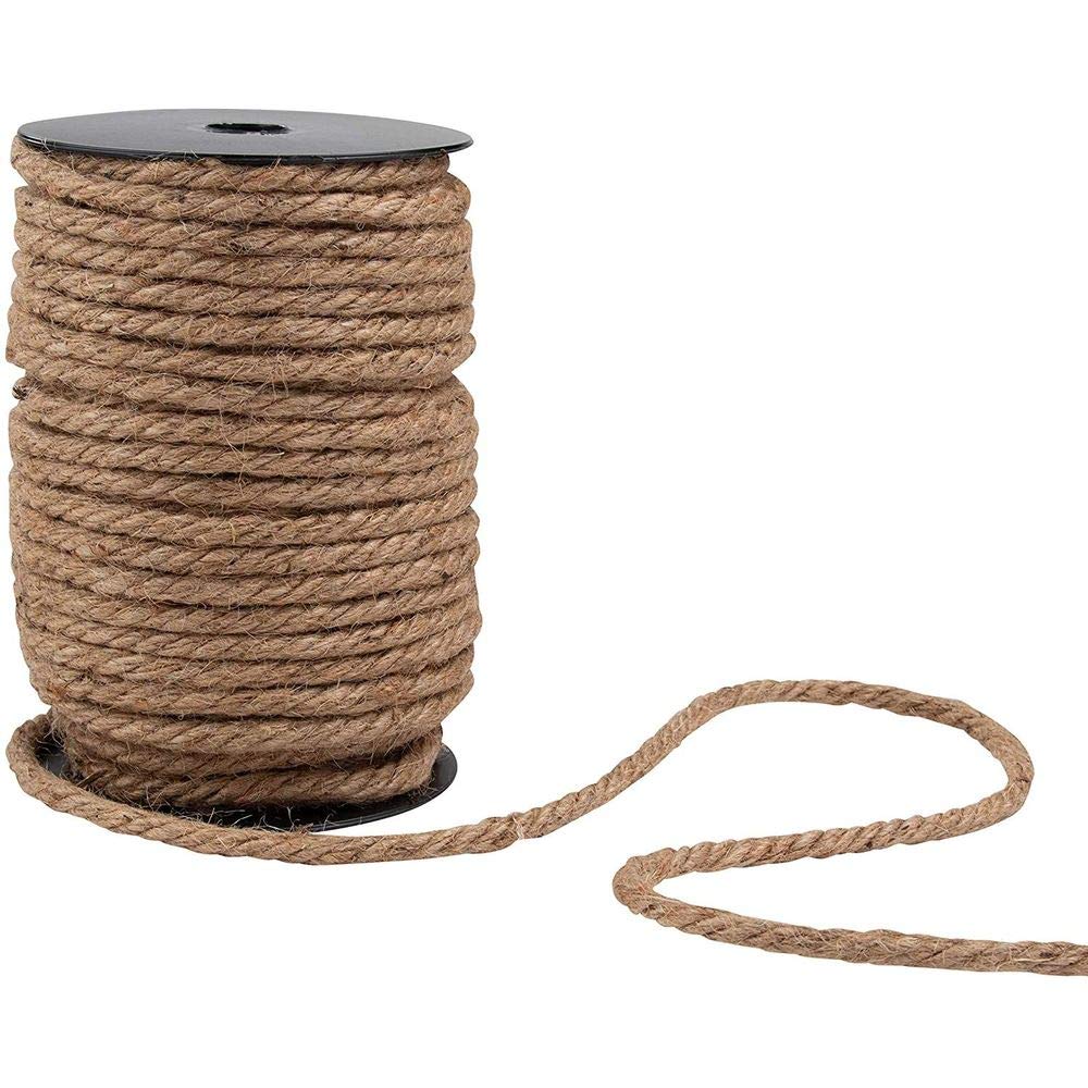 Genie Crafts 6mm Natural Jute Hemp Rope, Thick Twine String for DIY Crafts, Gift Packing, 100 Feet