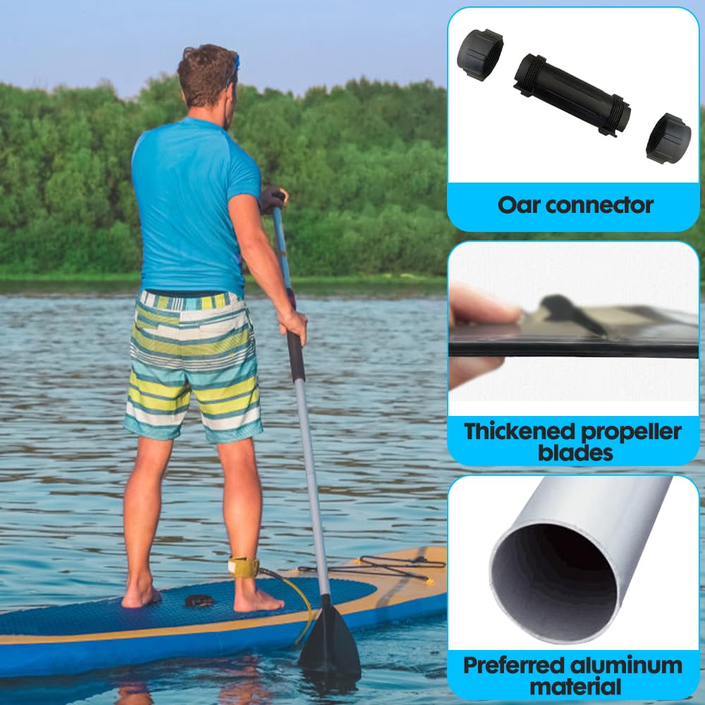 Kajak Padde, Kajakpaddel Aluminium, Verstellbare Teleskop Paddel, 120 cm Paddel Set für Kanufahren Kajkak Schlauchboot, Schwarz