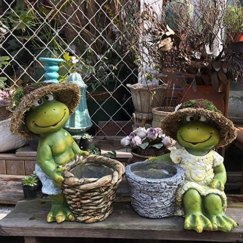 Adornos de jardín al Aire Libre Figuritas Manualidades Decoración Jardín al Aire Libre Resina Rana Maceta Adornos Cuencas Balcón Jardín Patio Villa Accesorios Arte Adornos de jardín de Hadas (Style2)