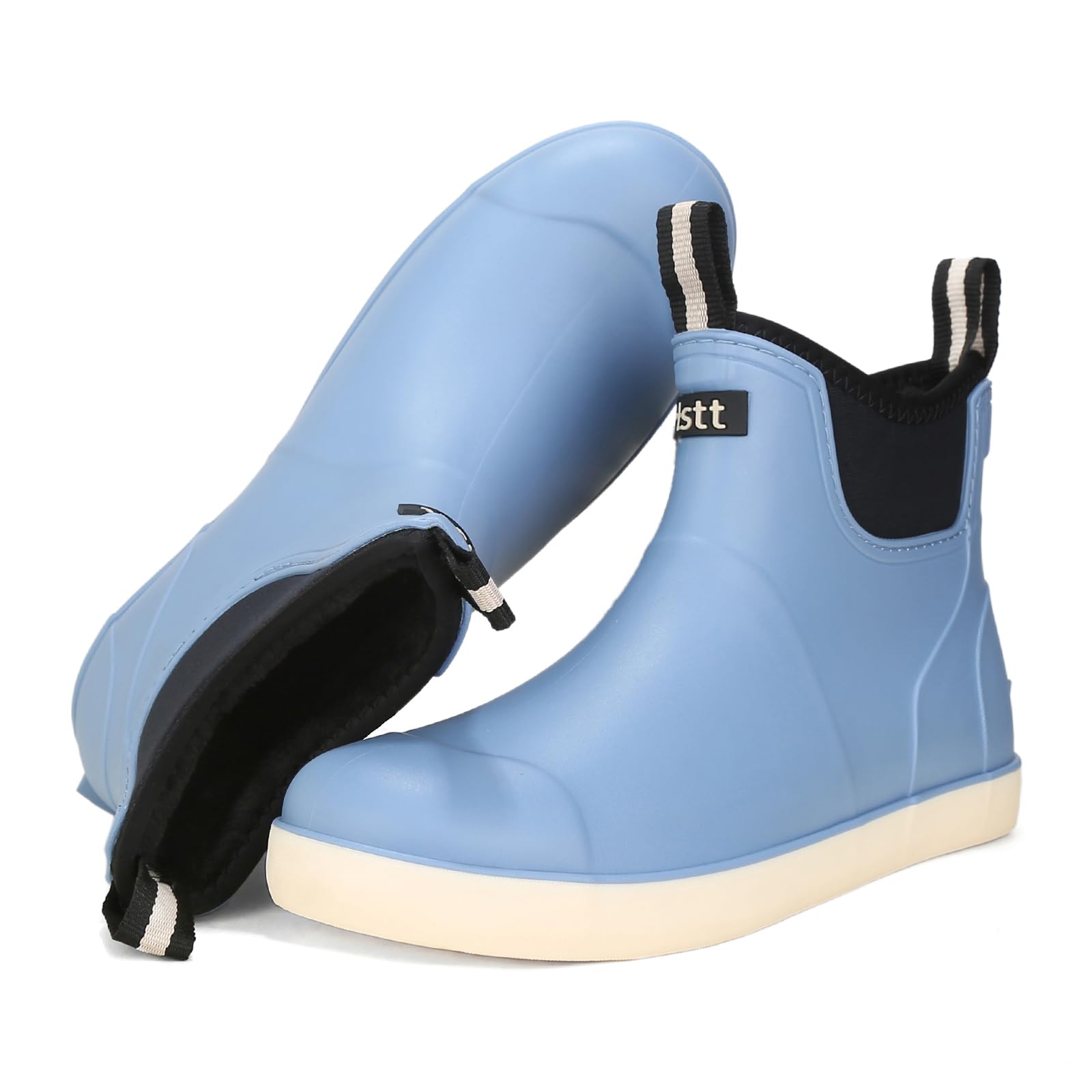 Gummistiefel Herren mit Warm Fell Gefütterte, Winter Bequeme Anti-Rutsch Gummi Halbhoch Winterstiefel Wasserdicht Winterschuhe Schneestiefel, Snow Boots Stiefel Regenschuhe Gummischuhe Arbeitsstiefel