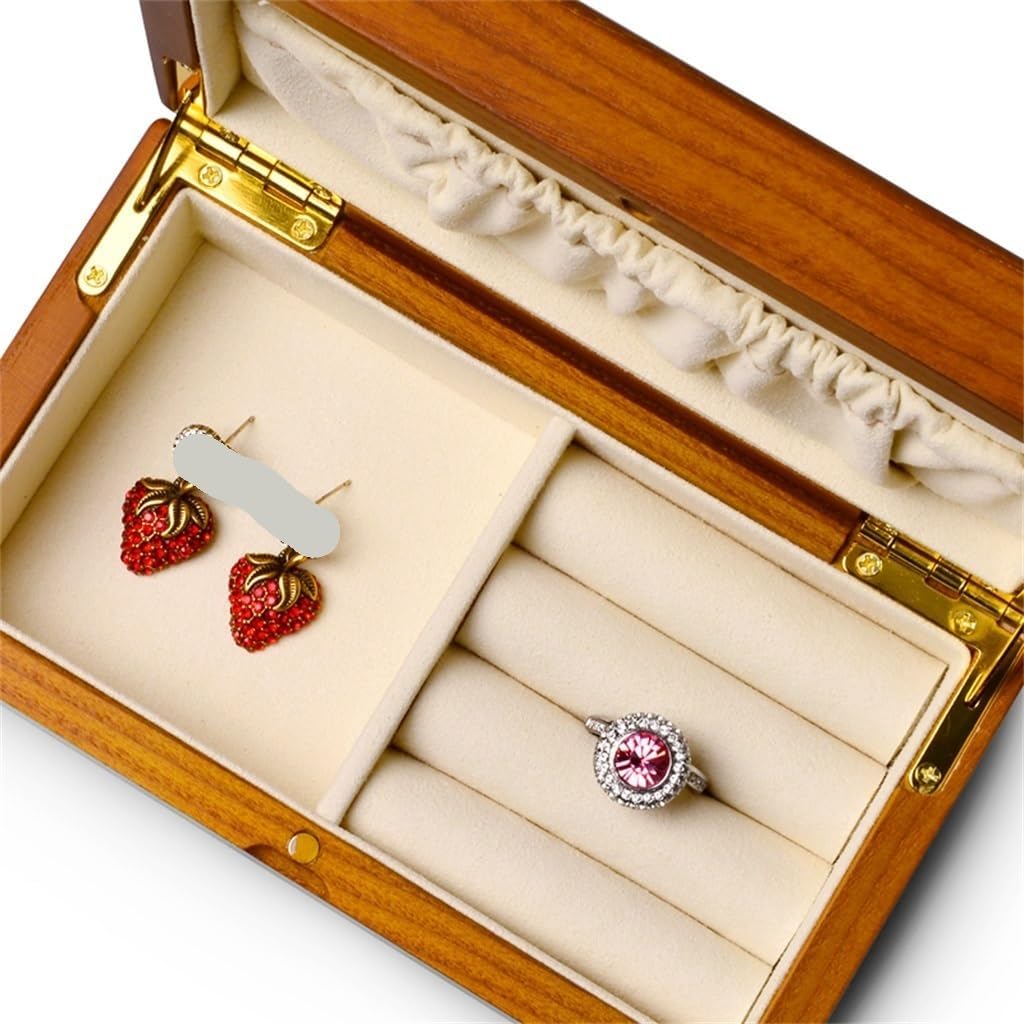 Solid Wood Jewelry Case For Earrings Bracelet Pendant Necklace Watch Box Organizer(E)