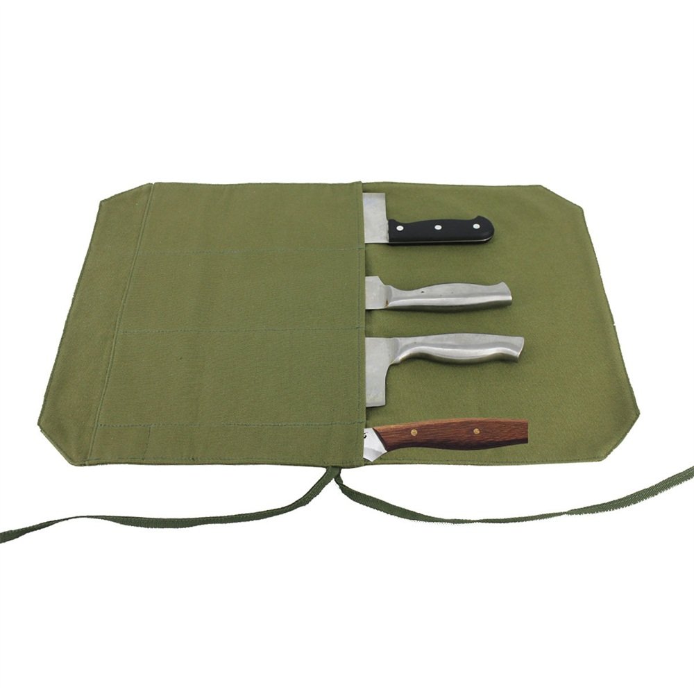 HERSENT Chef's Knife Roll Bag,Portable Travel Chef Knife Case Carrier Storage Bag with 4 Slots Best Gift for Pro Chef or Culinary Enthusiasts Men Women