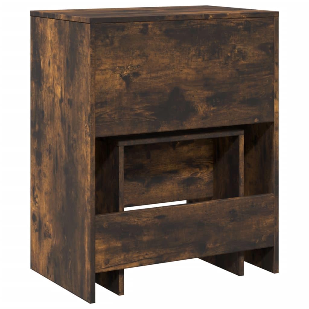 Générique Schminktisch aus Holz, Raucheiche, 60 x 40 x 113,5 cm | Mit Spiegel, 1 Aufbewahrungsfach, Wandbefestigung inklusive, für Schlafzimmer