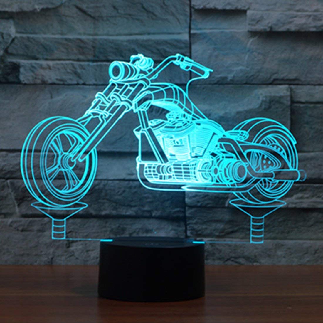 Lampe 3D LED Illusion Moto – Veilleuse Enfant Télécommandée 16 Couleurs, USB Ou Piles, Décoration Chambre Garçon