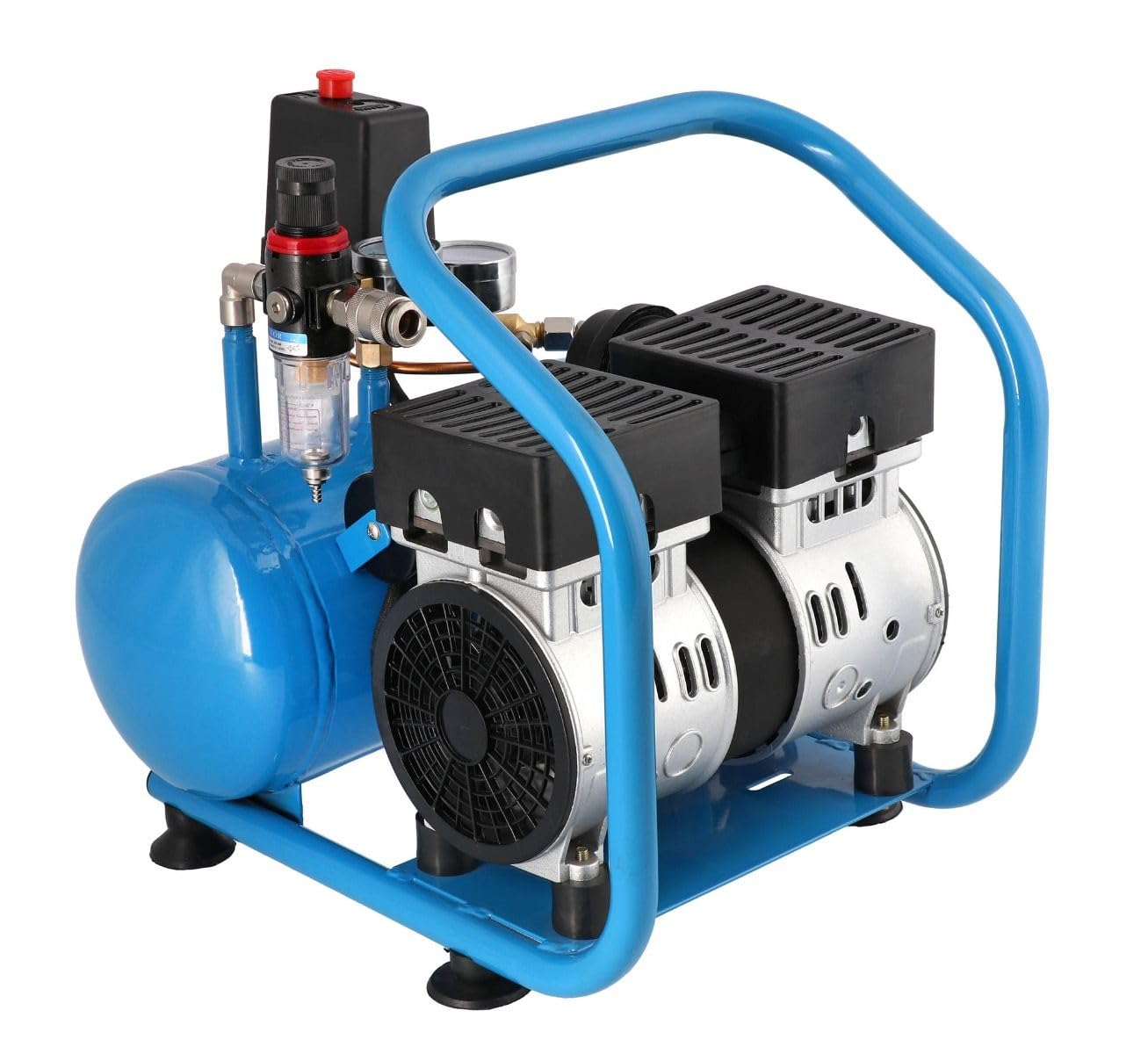 Airpress - Compresor de aire silencioso sin aceite L 6-95 8 bar 0.6 CV / 0.45 kW 48 litros/minutos 5 litros