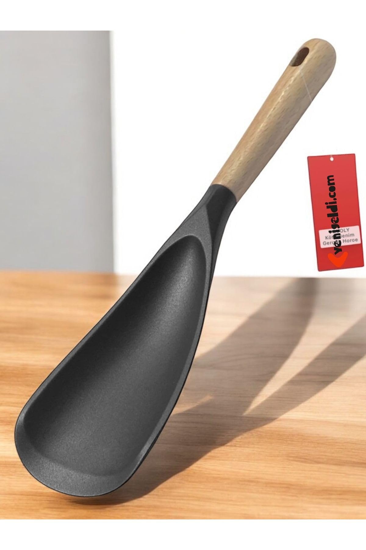Yenigeldi 1Adet Silikon Kaşık (2Si 1 Arada) Spatula Yapışmaz,Siyah