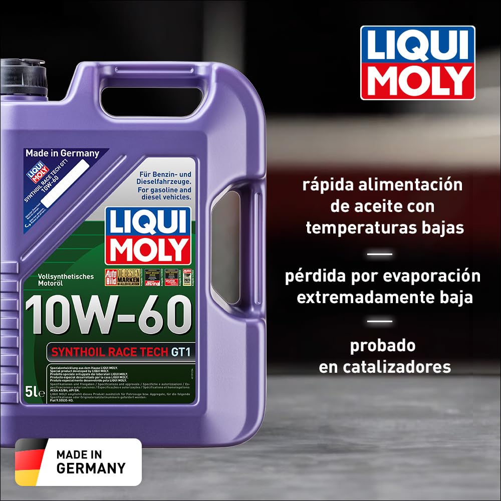 Liqui Moly Synthoil Race Tech GT1 10W-60, 5 L, Aceite de Motor Completamente sintético, SKU 8909