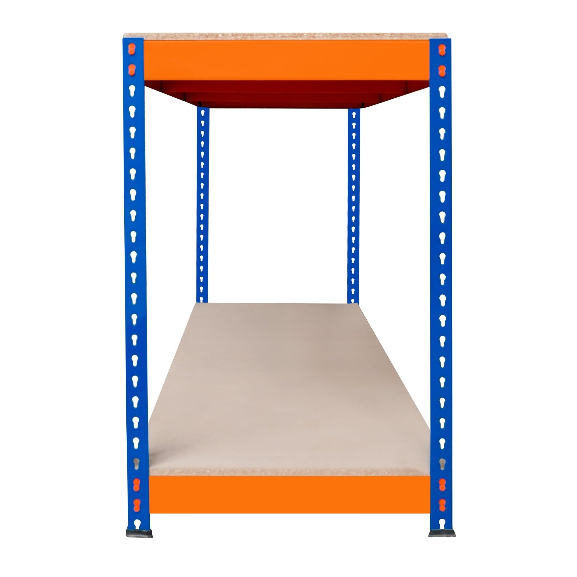 Établi Ajustable à 2 Niveaux S-Rax, Plan de Travail en Bois Aggloméré Robuste, Capacité 300kg, Bricolage Atelier Garage, Assemblage Sans Boulons, Pieds en Caoutchouc, 6 Renforts [150cm x 60cm x 90cm]