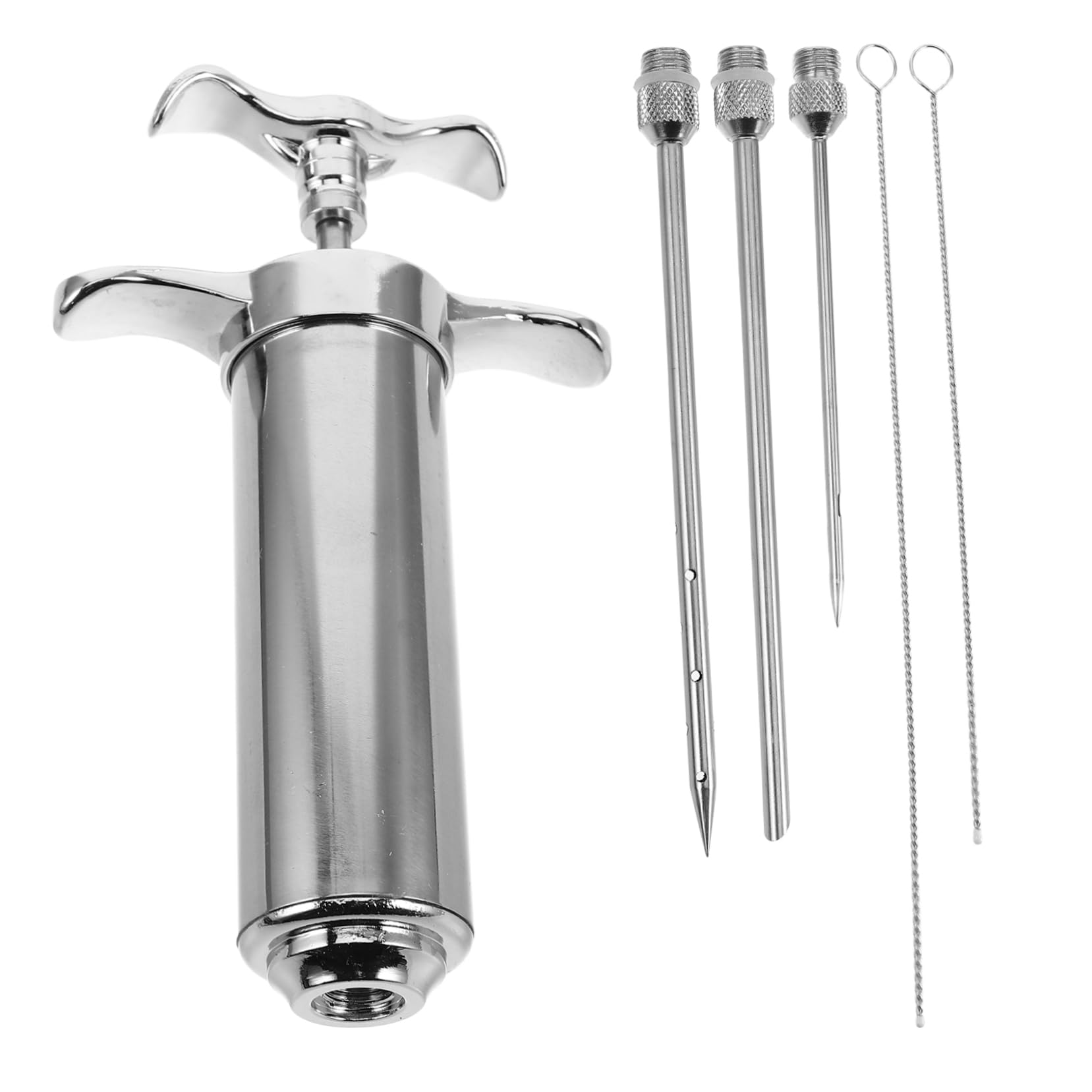 Marinade Spritze Fleischinjektionsset aus Edelstahl mit Reinigungsbürste und Truthahn Nadel für Grillfleisch und Küche