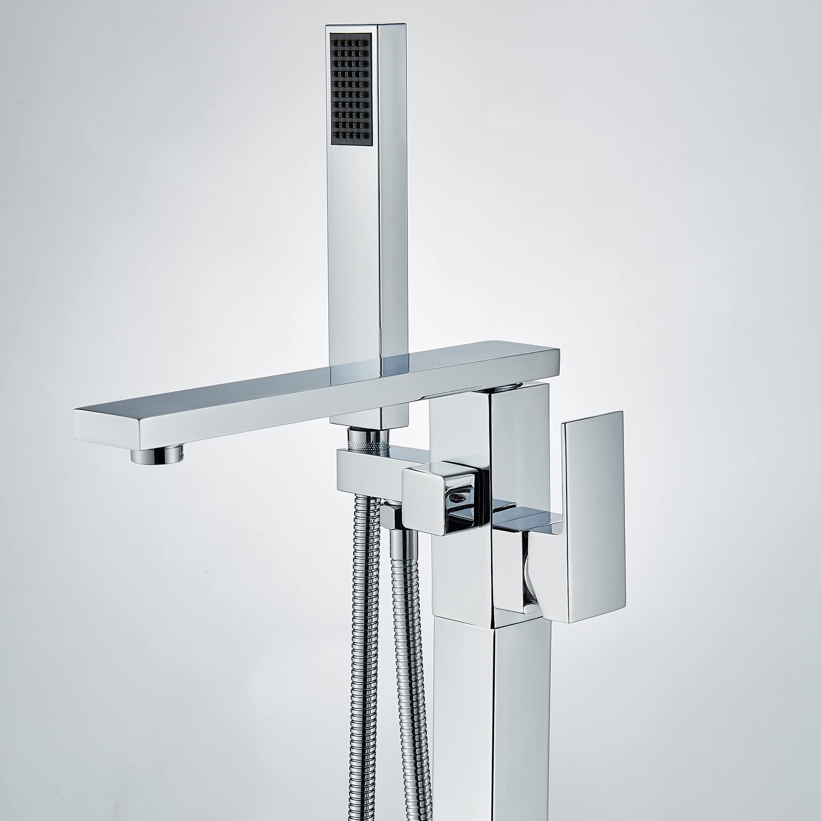 gmusreFreestanding Bathtub Faucet Tub Filler Chrome Free Standing Tub Faucet Shower Faucets with Handheld Shower Mixer Taps Tub Fillers Floor Mounted