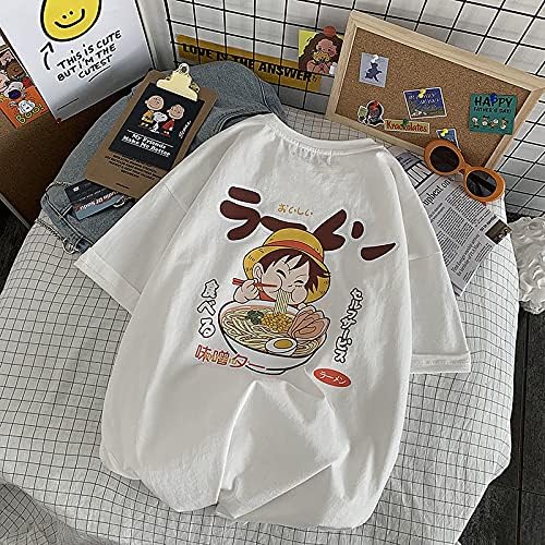 Amazon Co Jp 100 コットンワンピースtシャツホワイト面白い女の子ストリートウェア女性トップスティショートスリーブファッションルフィtシャツヒップホップ服 服 ファッション小物