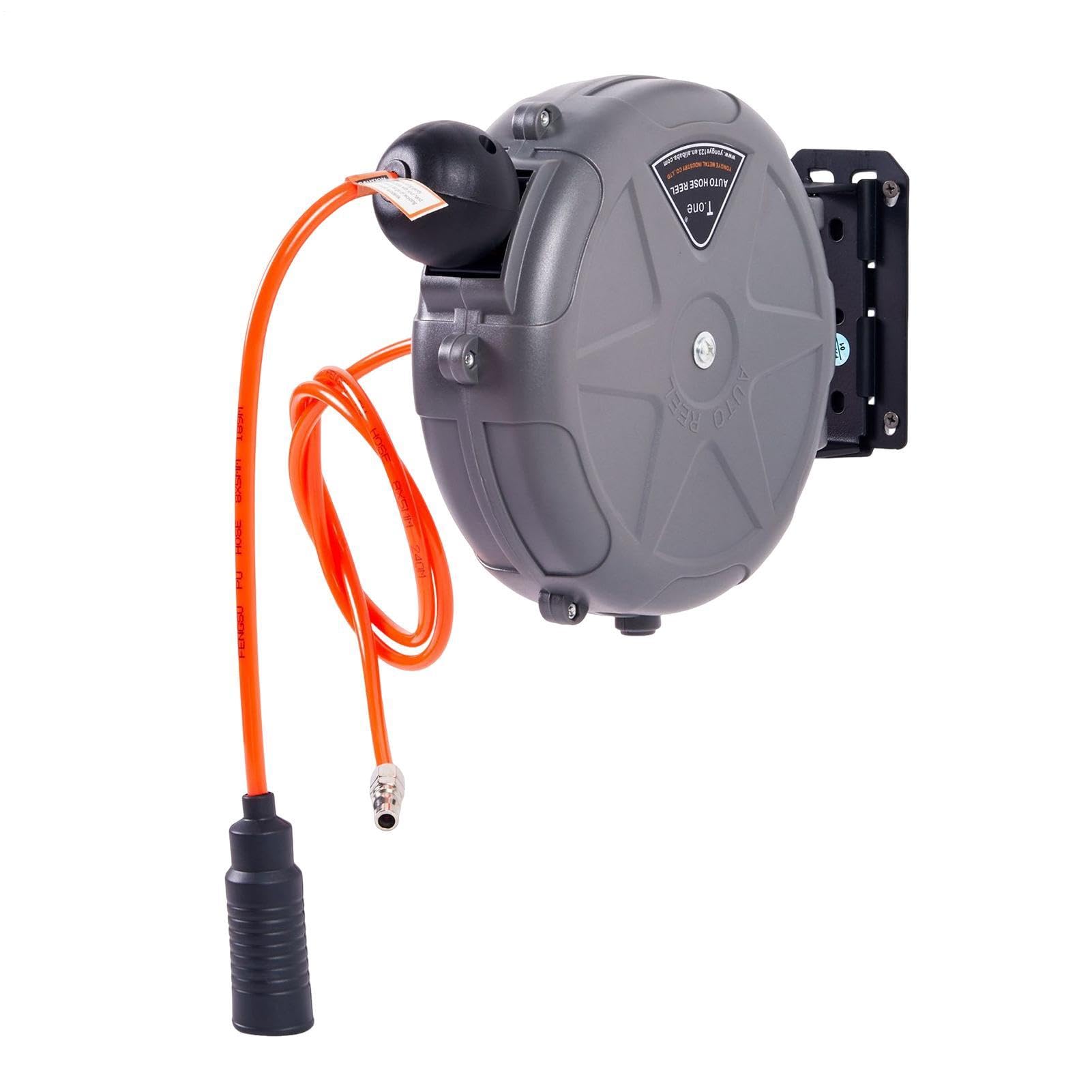 Avvolgitubo Aria Retrattile 10 metri resistente con montaggio a parete | Avvolgitubo per compressore d'aria per officine, garage, casa, studio, riparazioni e automotive, manutenzione macchinari