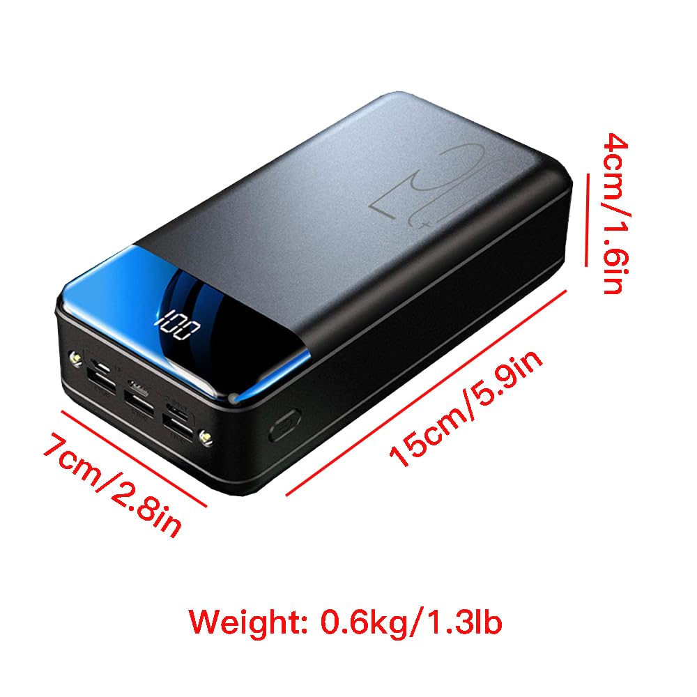 Power Bank ad Alta capacità 40000mAh USB C Grande Pacco Batteria con Display LED 15W Ricarica Rapida Grande Powerbank Caricabatterie Portatile Compatibile con Smartphone(Color:Nero)