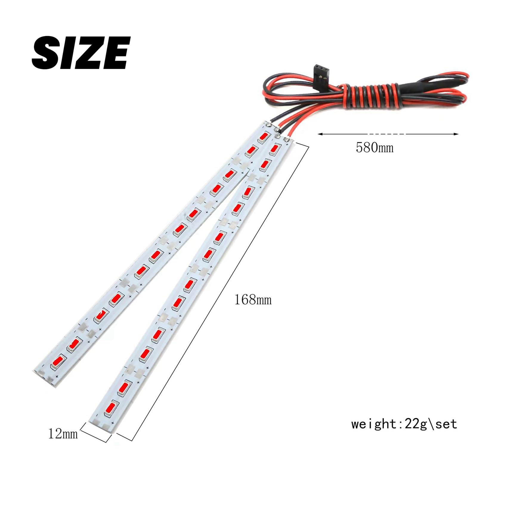 24 Luces LED para Chasis, Tira de Luces LED de Metal de 6 V para 1/10 1/8 RC Car Crawler,