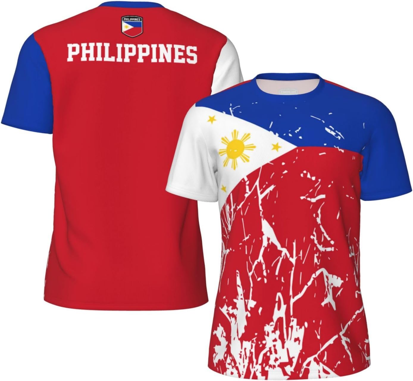 Philippines Flag Grain Sports Mesh T-Shirt Retro Jerseys for Running Soccer